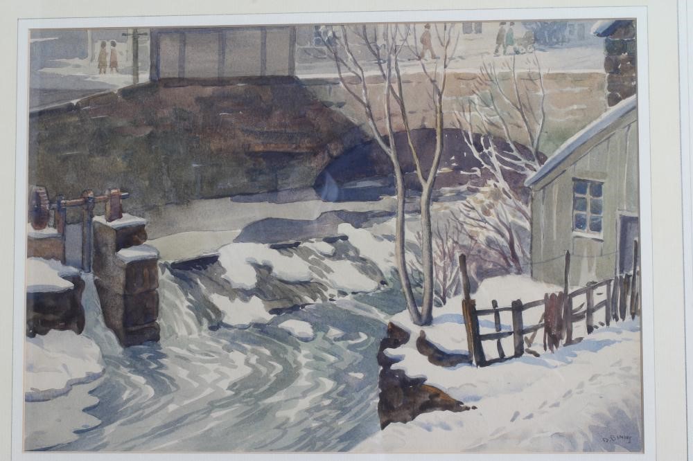 DANIEL BINNS (1896-1964) View of an Old Mill and Snow Bound River Image