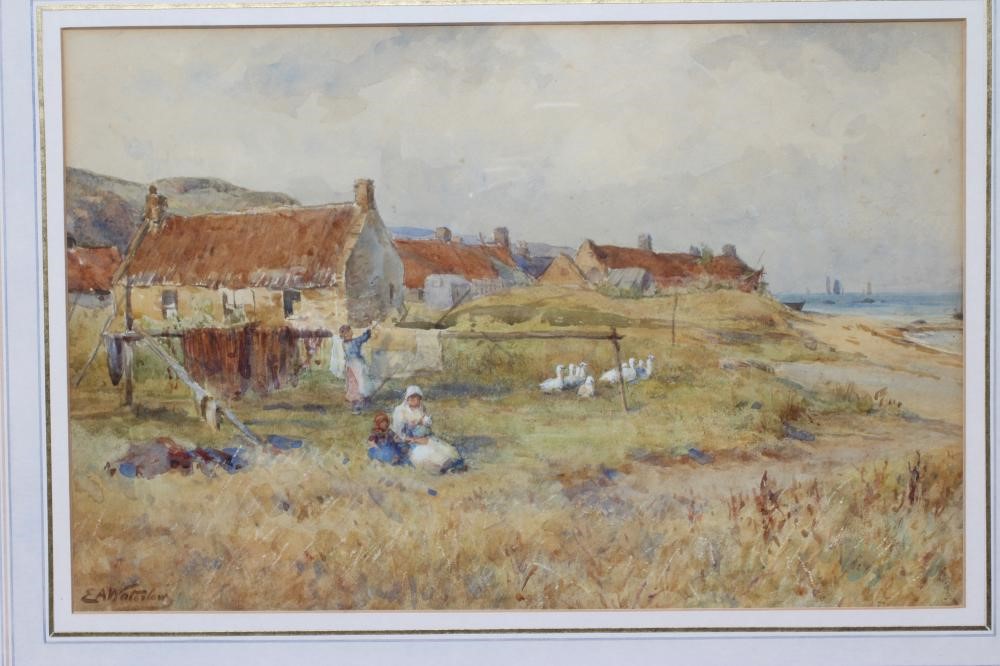 ERNEST ALBERT WATERLOW (1850-1919) Cowie near Stonehaven, signed lower left, watercolour, 9 1/2" x Image