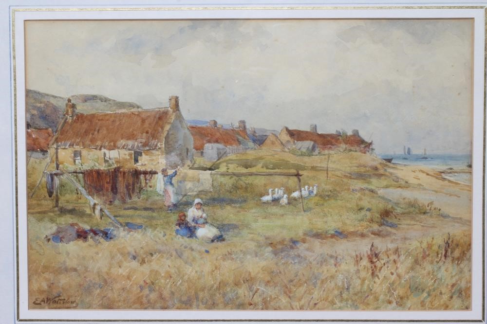 ERNEST ALBERT WATERLOW (1850-1919) Cowie near Stonehaven, signed lower left, watercolour, 9 1/2" x Image