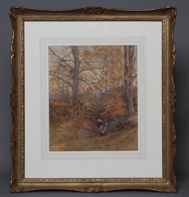 HELEN ALLINGHAM RA (1848-1926) Girl Carrying Bundle of Wood Image