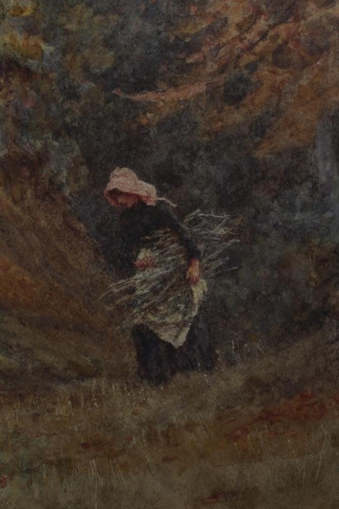HELEN ALLINGHAM RA (1848-1926) Girl Carrying Bundle of Wood Image