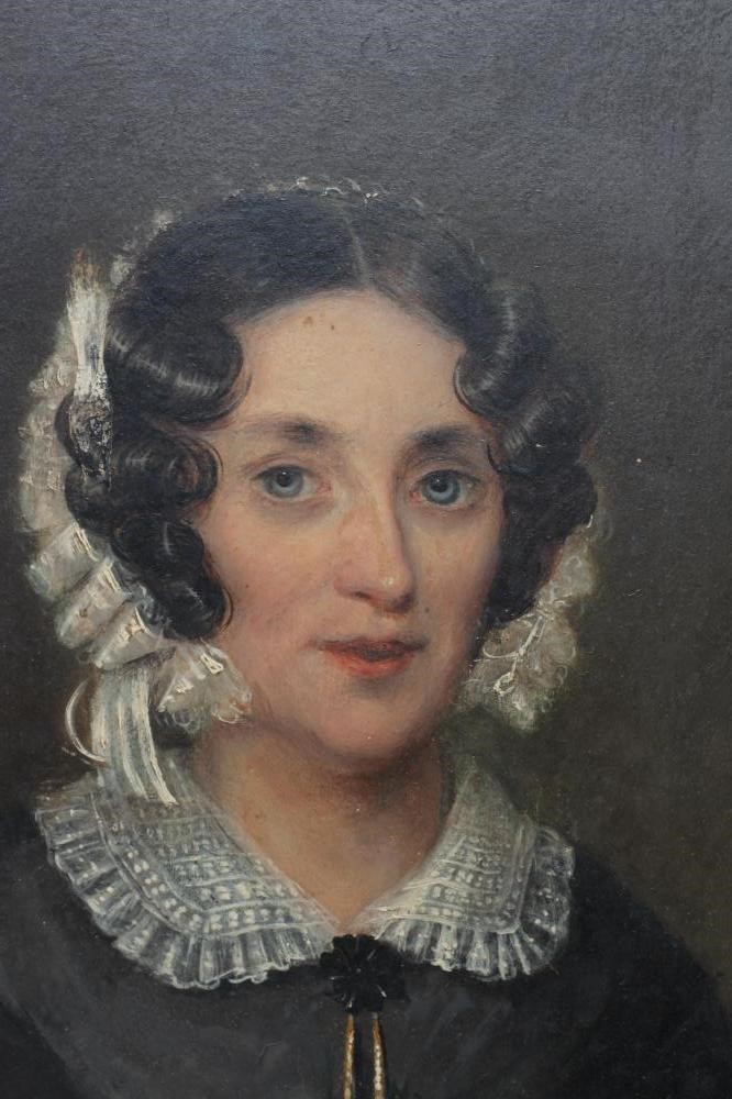 ENGLISH SCHOOL (Mid 19th Century) Portrait of a lady, half length wearing lace bonnet and black Image