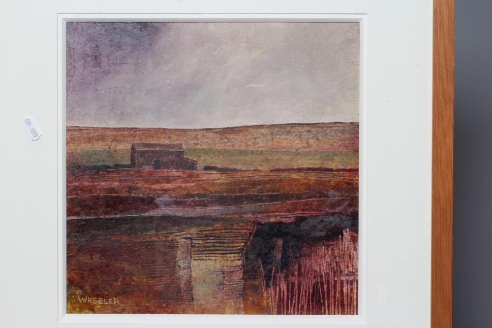 JAMES WHEELER (British School, b.1944) Sheep's Refuge, signed lower left, oil on board, 11 1/2" x 11 Image