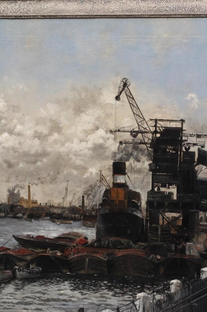 RICHARD PETER HURLSTONE HORTIN (1929-1973) A Busy Thames View, signed lower left, oil on canvas, 25" Image