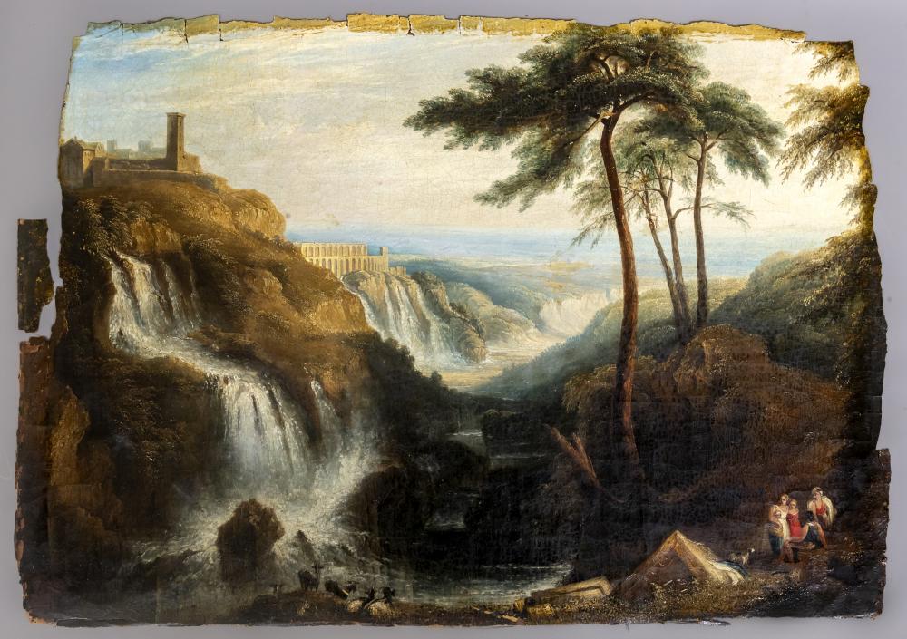 AFTER JOSEPH MALLARD WILLIAM TURNER (1775-1851) Caligula's Palace and Bridge, oil on canvas, 23 1/2" Image