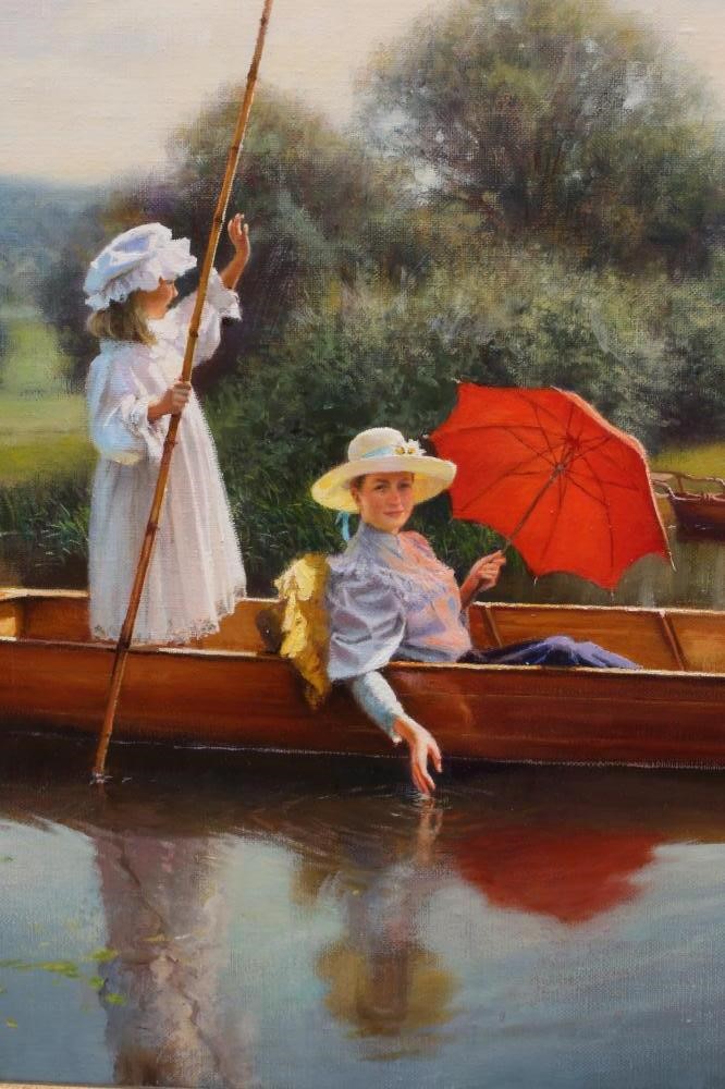 TONY SHEATH (b.1946) A Summer Day on the River, signed lower left, oil on canvas, 20" x 30", modern Image