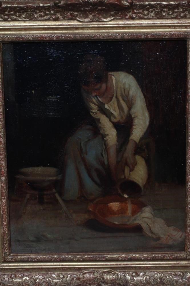 WILLIAM LEE HANKEY (1869-1952) Young Lady in an Interior, signed lower left, oil on canvas, 15 1/2" Image