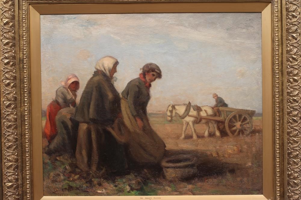 DAVID T ROBERTSON (1879-1952) The Potato Pickers, signed lower left, oil on canvas, 25" x 31", Image