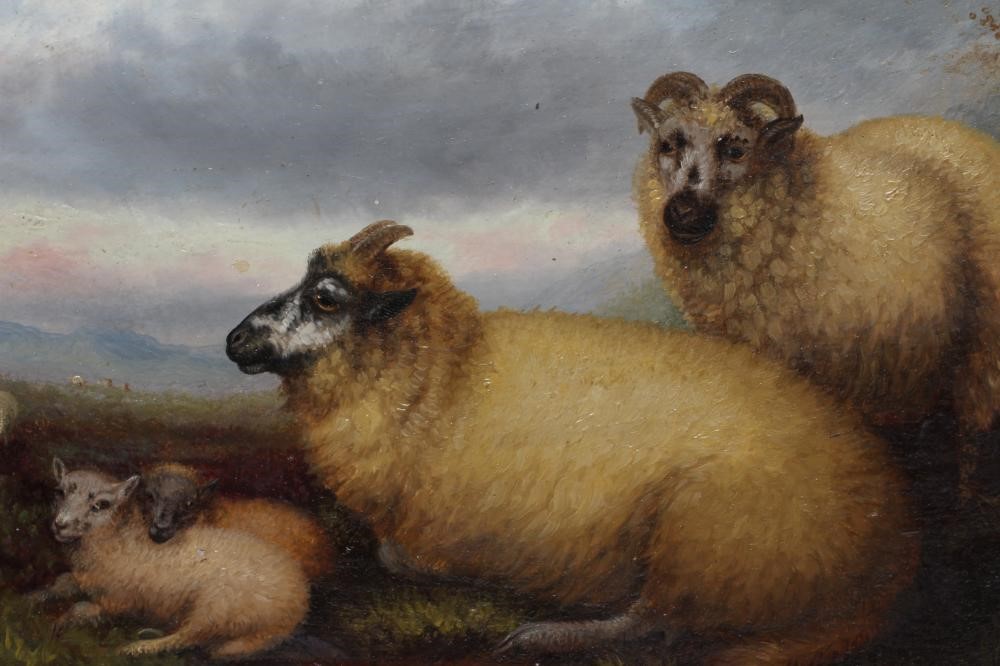 BRITISH SCHOOL (Late 19th Century) Sheep in a Rural landscape, signed with monogram lower right, oil Image