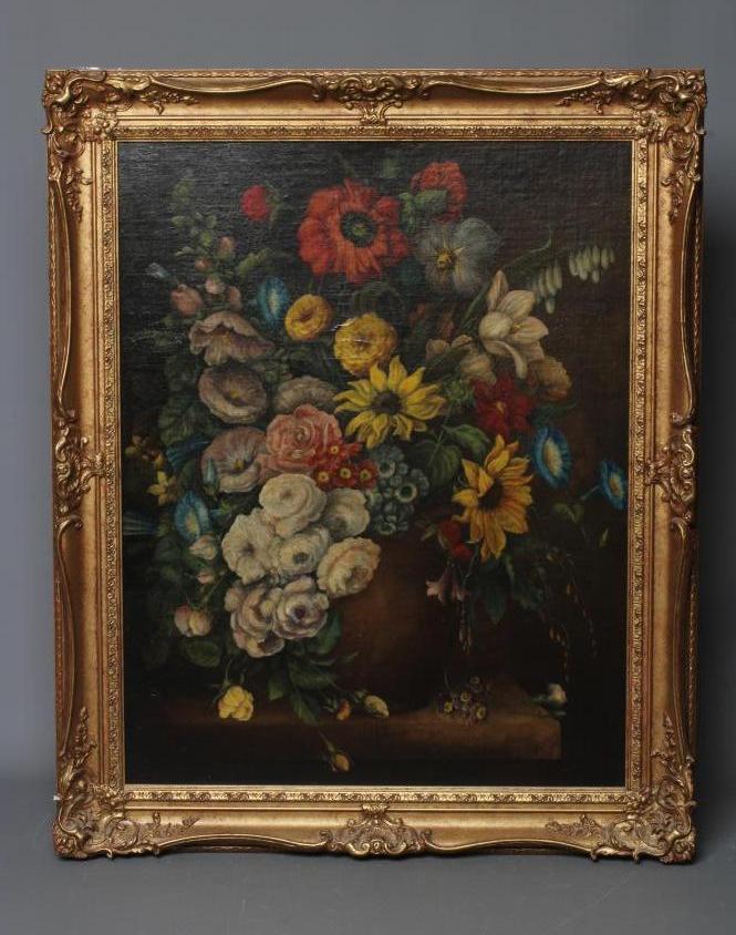 BRITISH SCHOOL (Early 20th Century) Still life of flowers in a jug on a table in the Italian style, Image