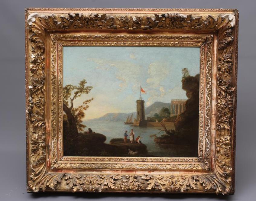 CONTINENTAL SCHOOL (19th Century) Coastal Capriccio, oil on canvas, 25" x 29 1/2", period composite Image
