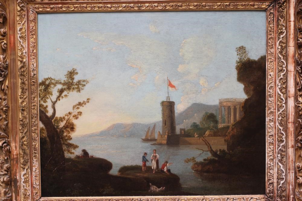 CONTINENTAL SCHOOL (19th Century) Coastal Capriccio, oil on canvas, 25" x 29 1/2", period composite Image
