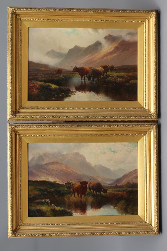 HENRY ROBINSON HALL (1859-1929) Highland Cattle at a Moorland Pool Image