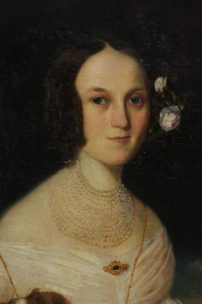 BRITISH SCHOOL (19th Century) Portrait of a Young Lady with a dog Image