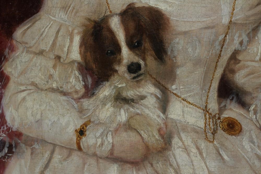 BRITISH SCHOOL (19th Century) Portrait of a Young Lady with a dog Image