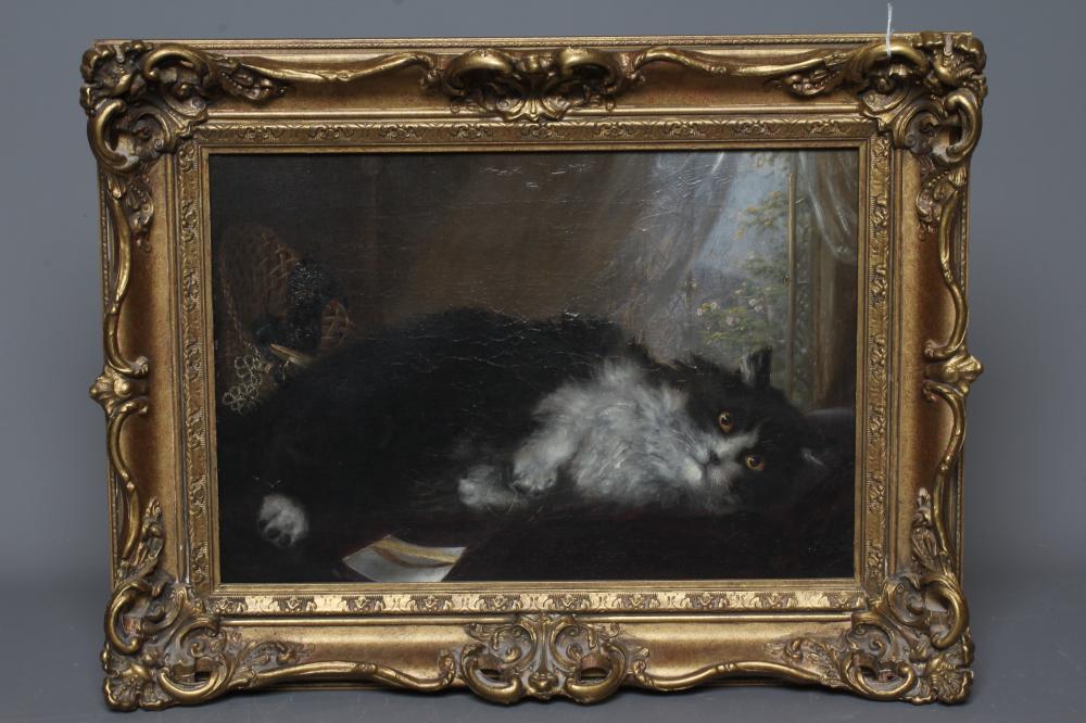 BRITISH SCHOOL (Early 20th Century) A Reclining Cat, inscribed 'Peter' lower left, oil on canvas, 10 Image