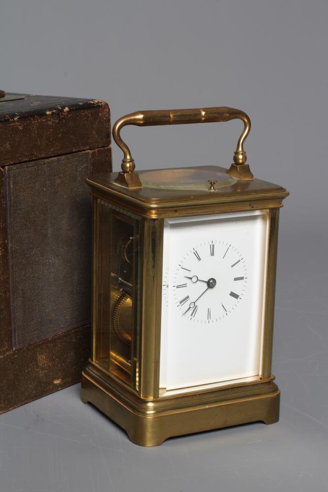 A BRASS CASED CARRIAGE CLOCK Image