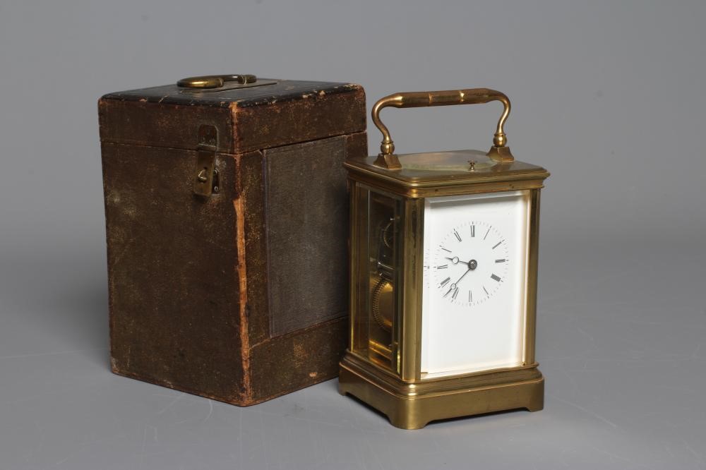 A BRASS CASED CARRIAGE CLOCK Image