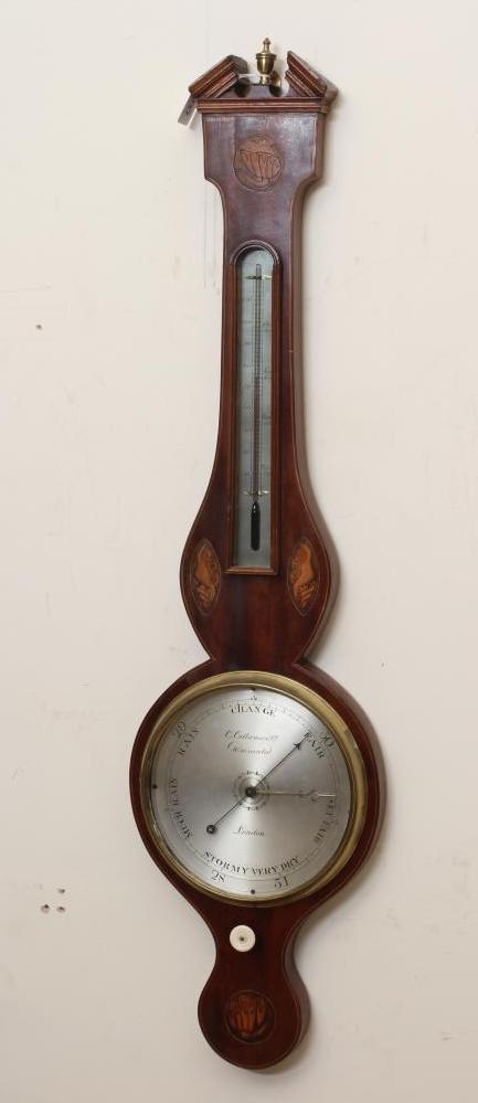 A GEORGIAN MAHOGANY WHEEL BAROMETER Image