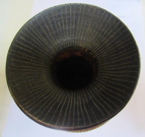 DAME LUCIE RIE DBE (1902-1995) A PORCELAIN VASE of cylindrical section with waisted neck and flared Image