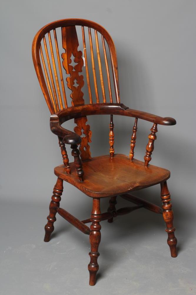 A YORKSHIRE YEW HIGH BACK WINDSOR ARMCHAIR Image