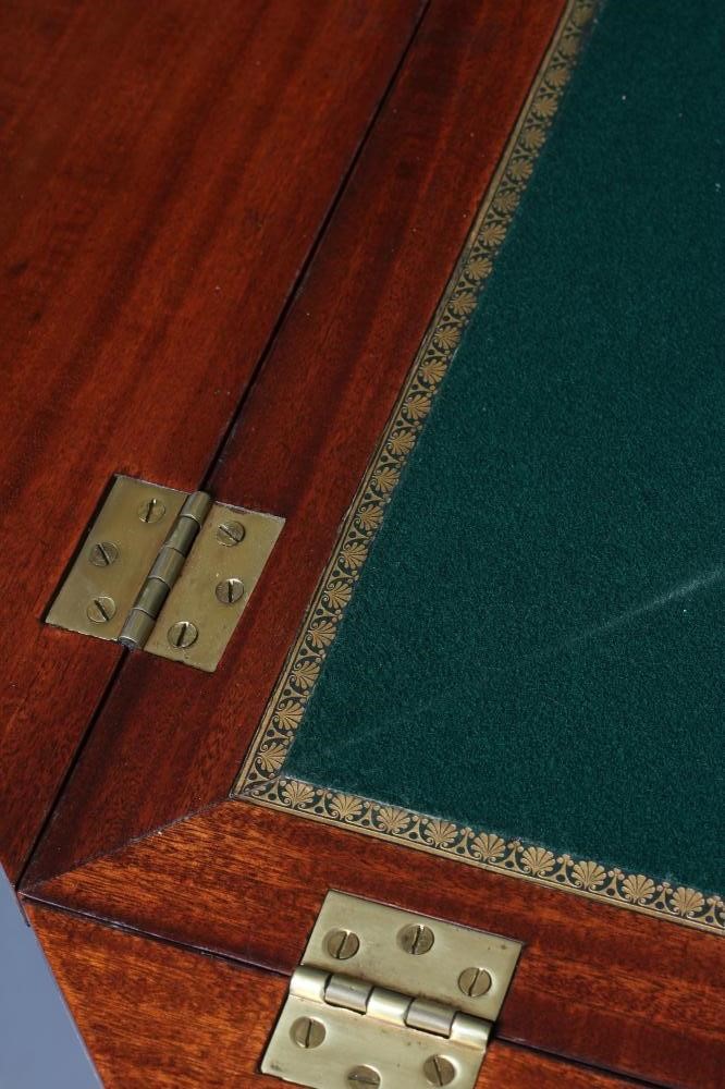 A LOUIS XVI STYLE MAHOGANY AND PARQUETRY ENVELOPE CARD TABLE Image