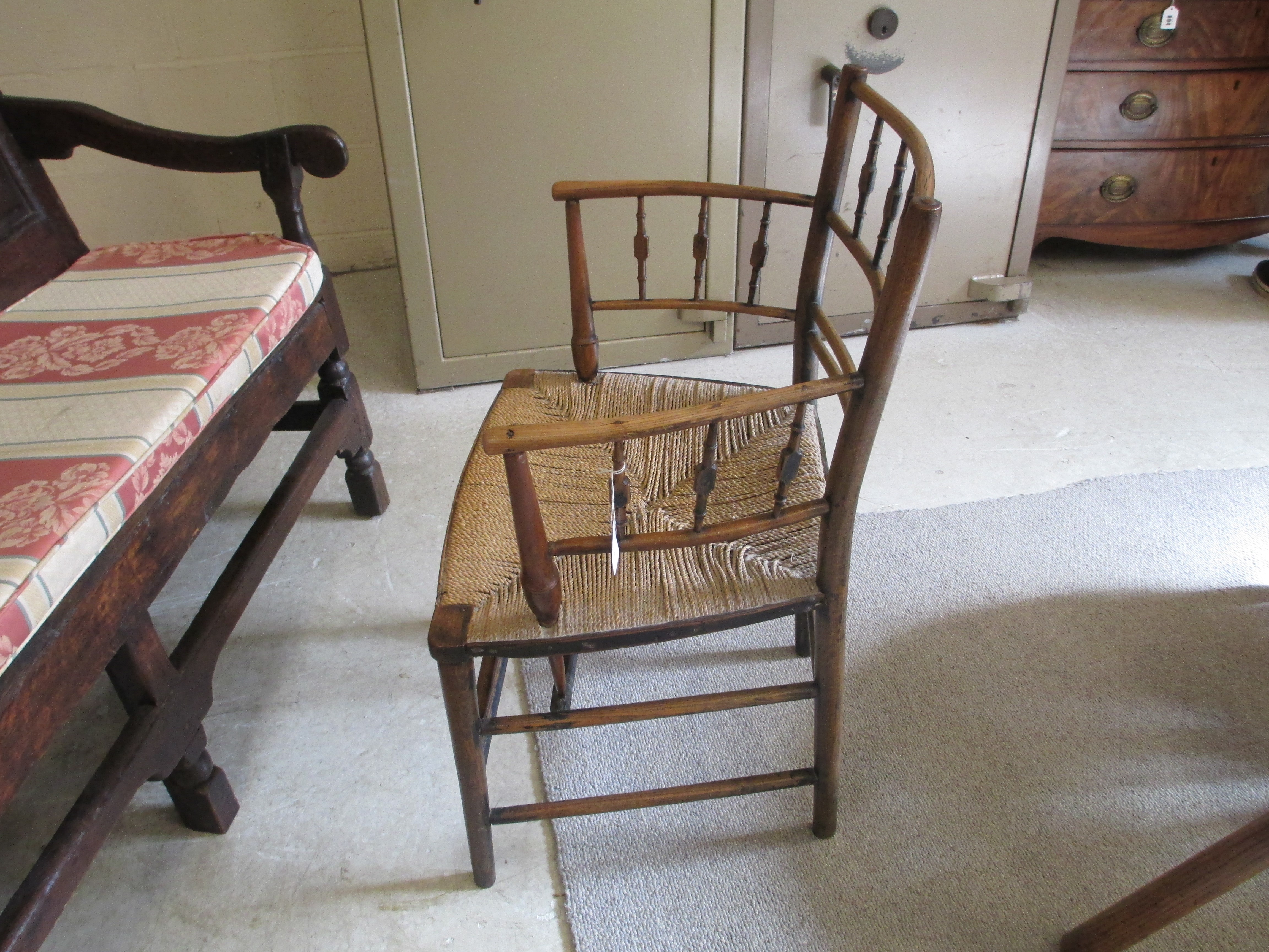 PHILIP WEBB FOR MORRIS & CO. - A "SUSSEX" ARMCHAIR in ash and beech with string seat and traces of Image