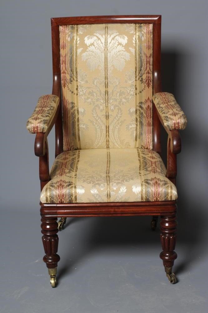 A WILLIAM IV MAHOGANY SHOW FRAME ARMCHAIR Image