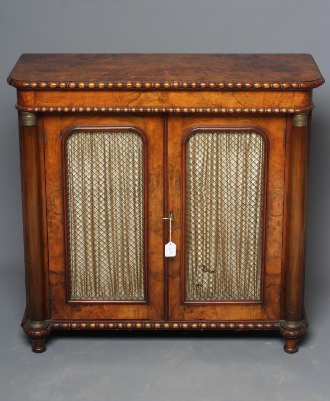 A VICTORIAN BURR WALNUT SIDE CABINET Image