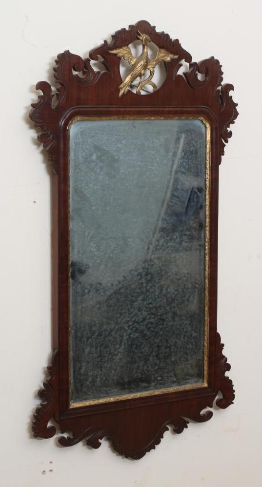 A PARCEL GILT MAHOGANY FRET PIER GLASS Image