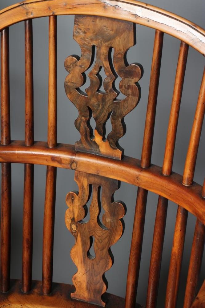 A PAIR OF SPLAT BACK YEW WINDSOR ARMCHAIRS Image