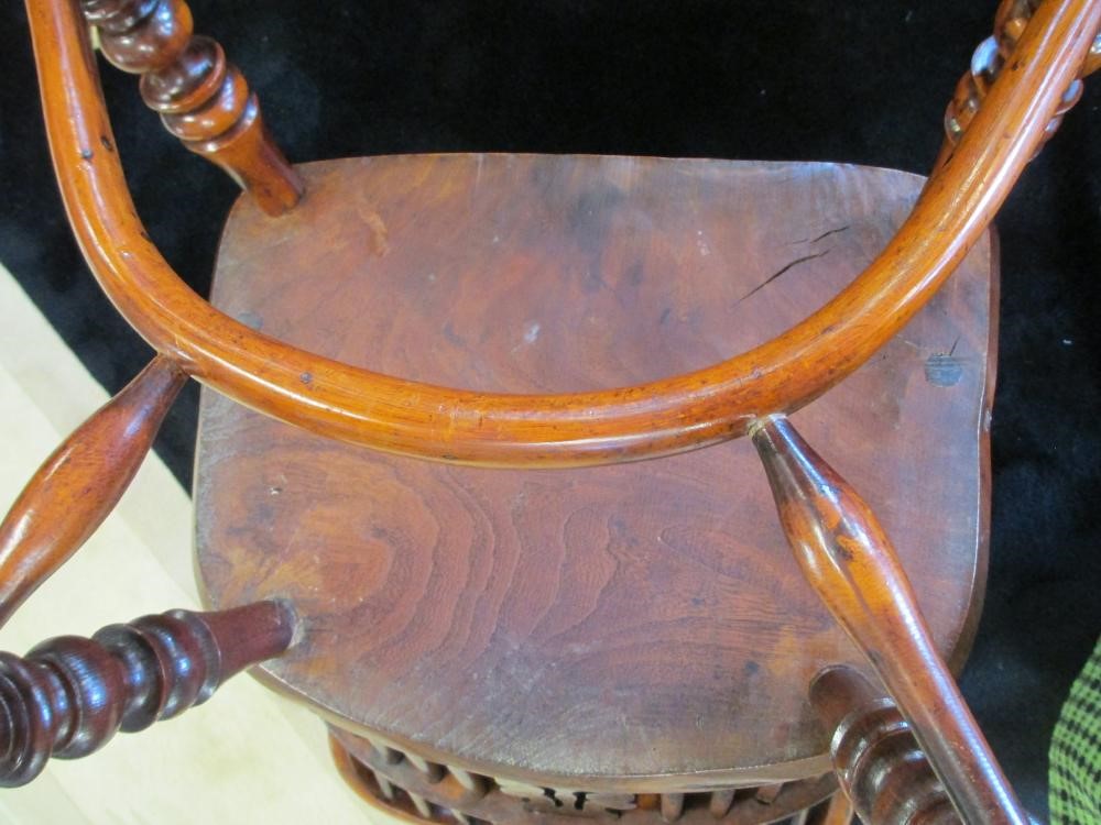 A PAIR OF SPLAT BACK YEW WINDSOR ARMCHAIRS Image