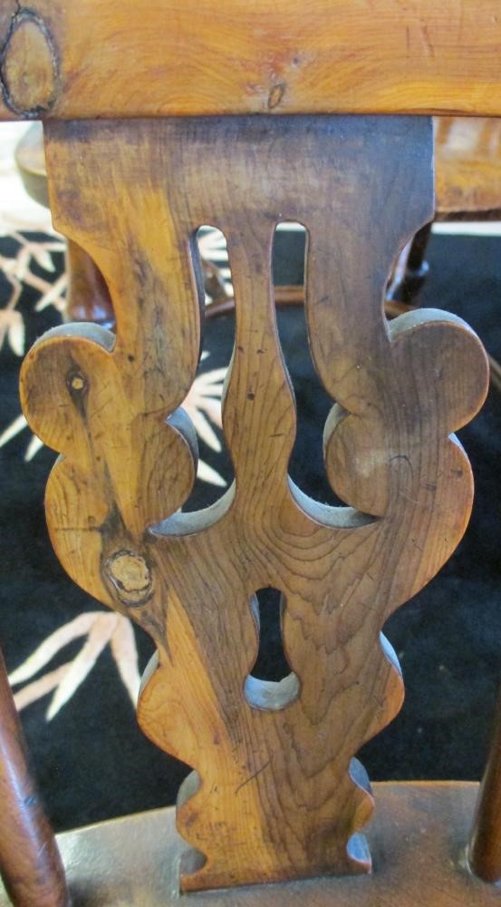 A PAIR OF SPLAT BACK YEW WINDSOR ARMCHAIRS Image