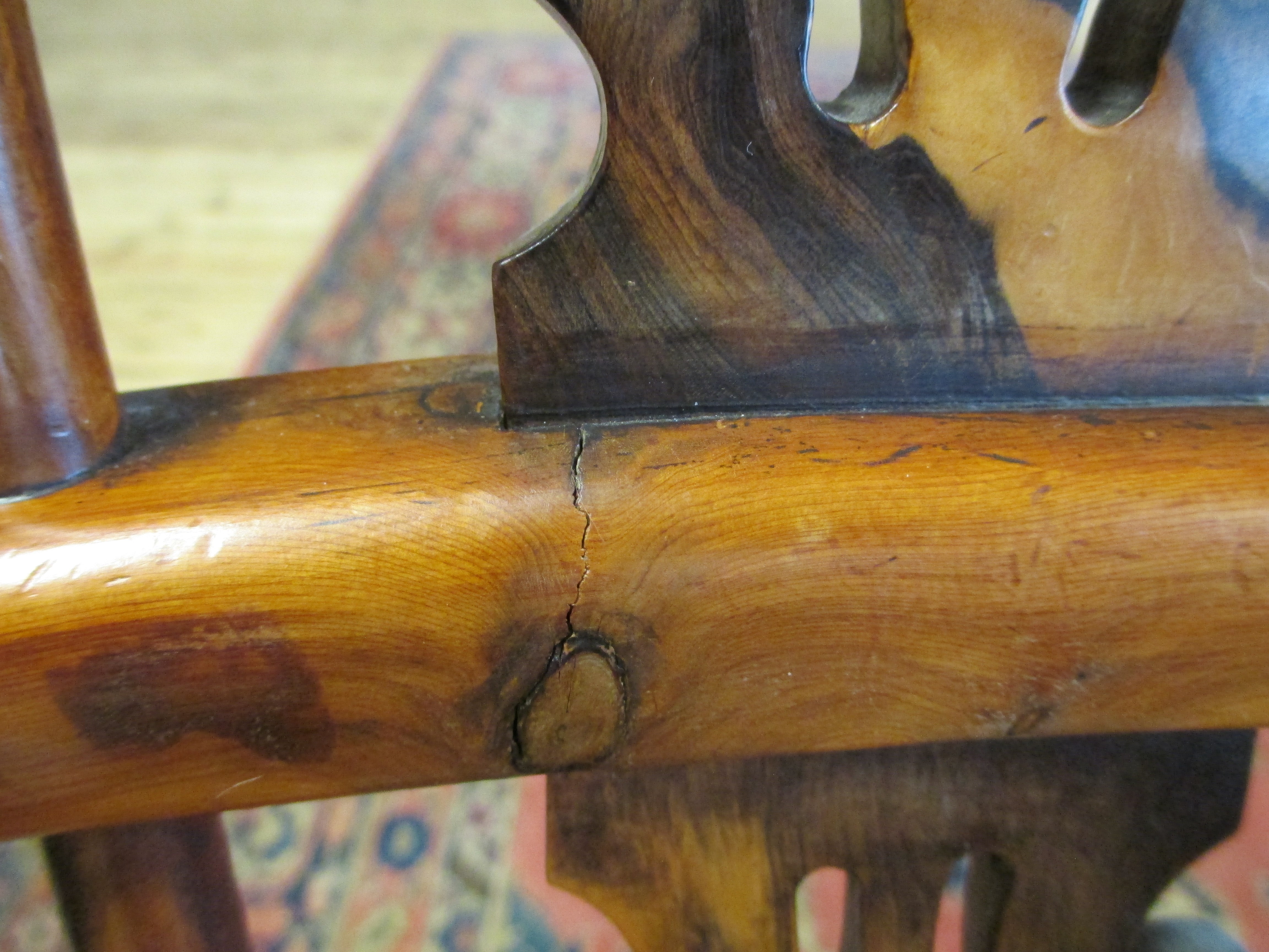 A PAIR OF SPLAT BACK YEW WINDSOR ARMCHAIRS Image