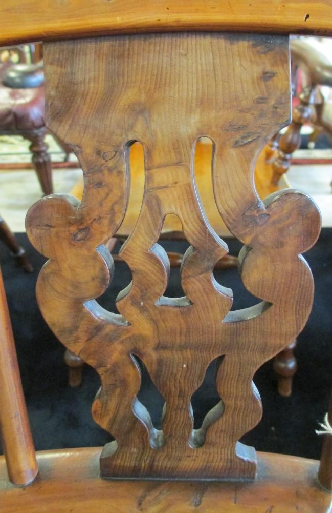 A PAIR OF SPLAT BACK YEW WINDSOR ARMCHAIRS Image