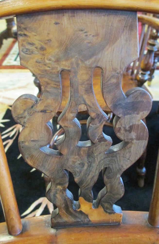 A PAIR OF SPLAT BACK YEW WINDSOR ARMCHAIRS Image