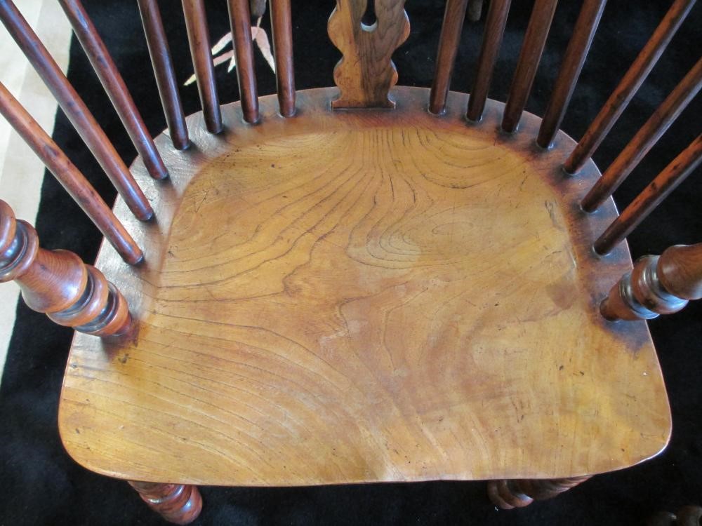 A PAIR OF SPLAT BACK YEW WINDSOR ARMCHAIRS Image
