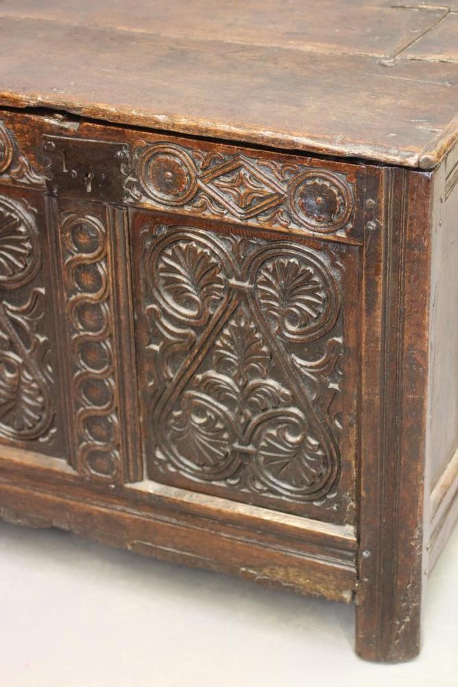 A JOINED OAK PANELLED CHEST Image