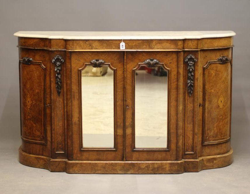 A VICTORIAN BURR WALNUT CREDENZA Image