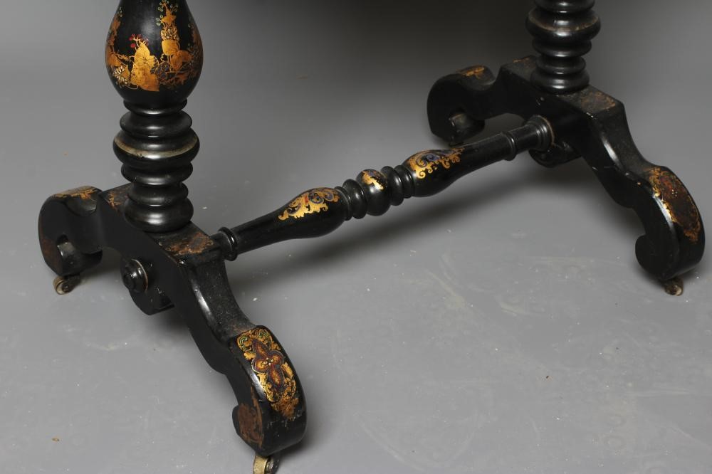 A VICTORIAN PAPIER MACHE WORK/GAMES TABLE Image