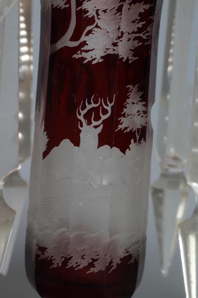 A BOHEMIAN RUBY FLASHED TABLE LUSTRE Image