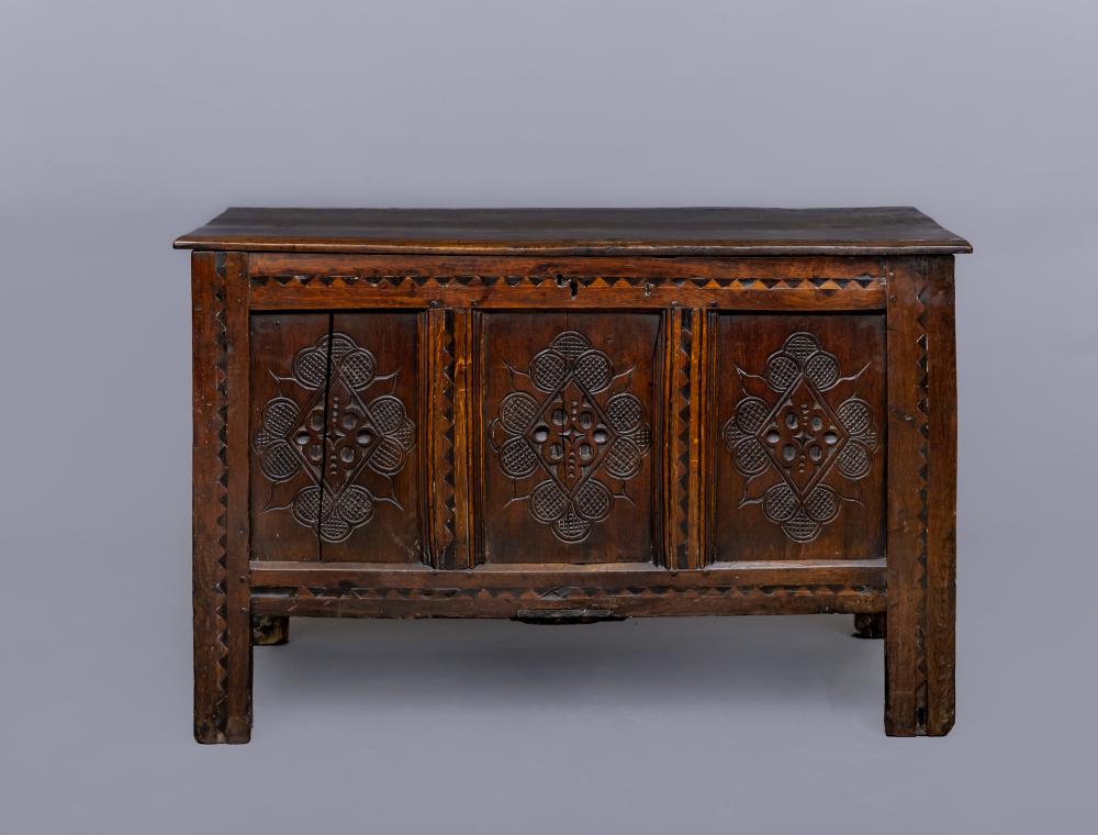 A JOINED OAK PANELLED CHEST Image
