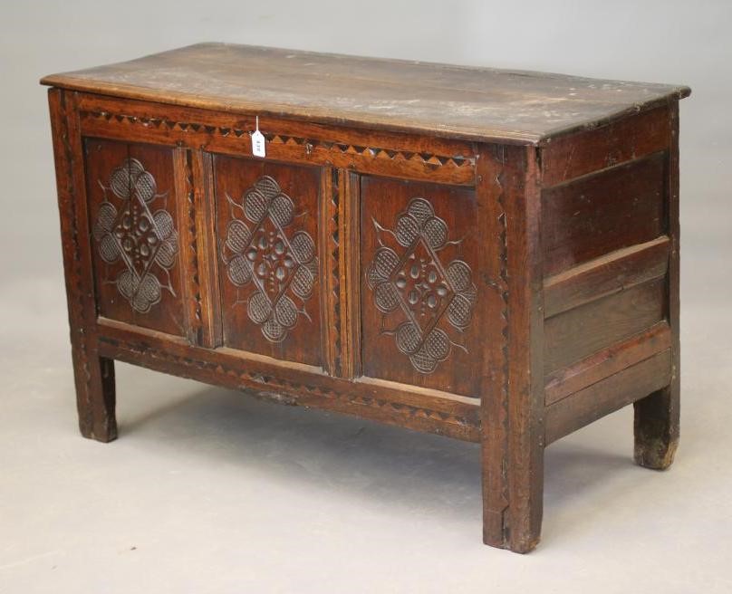 A JOINED OAK PANELLED CHEST Image