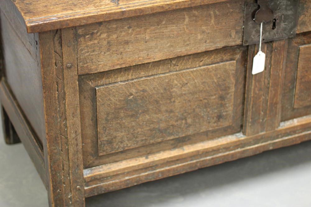 A SMALL JOINED OAK PANELLED COFFER Image
