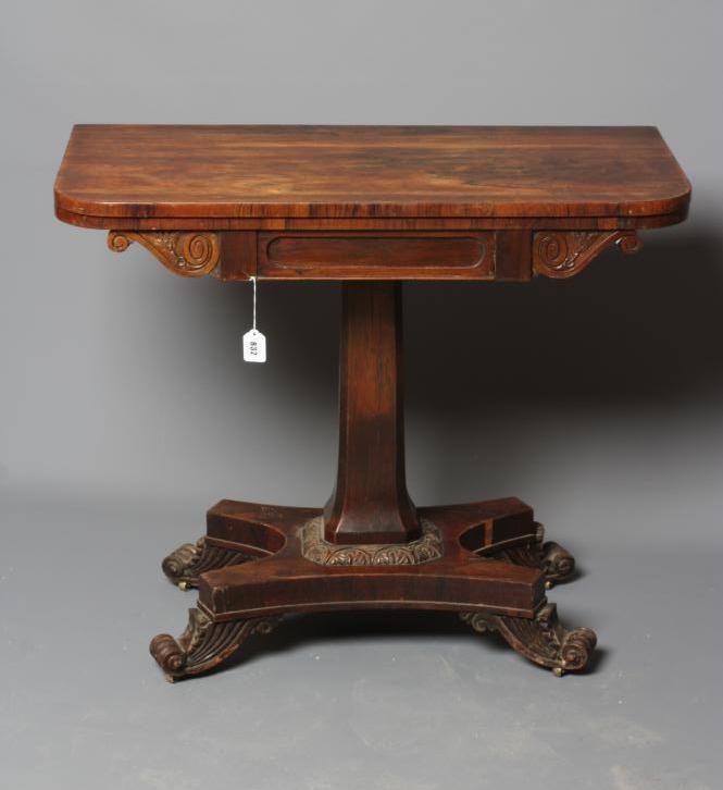 A GEORGE IV ROSEWOOD FOLDING CARD TABLE Image