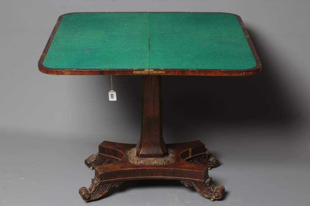 A GEORGE IV ROSEWOOD FOLDING CARD TABLE Image
