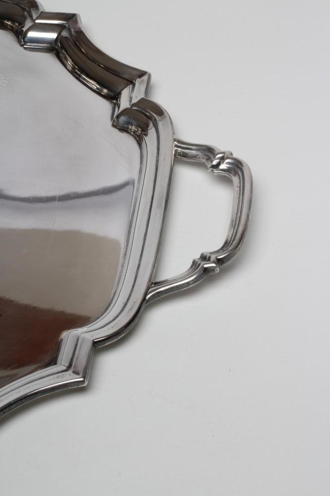 A SILVER TWO HANDLED TEA TRAY Image