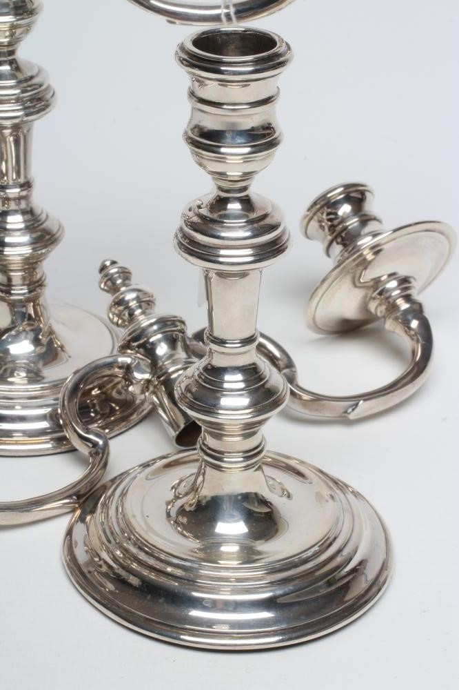 A PAIR OF SILVER 18TH CENTURY STYLE SMALL CANDELABRA Image
