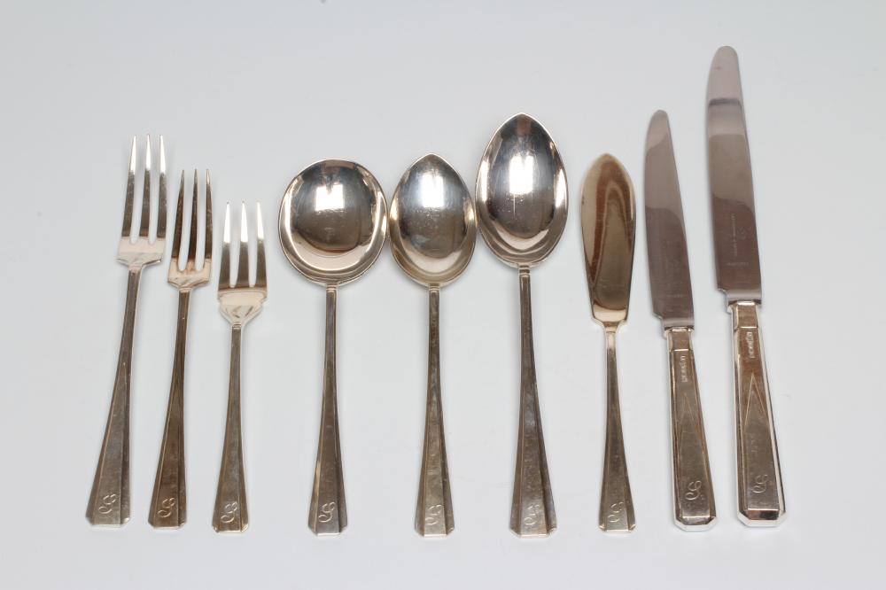 AN ART DECO STYLE SILVER TABLE SERVICE for six place settings Image