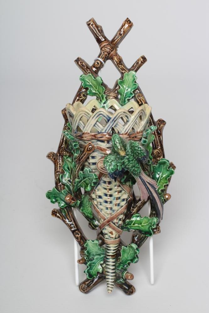 A CONTINENTAL MAJOLICA WALL POCKET Image